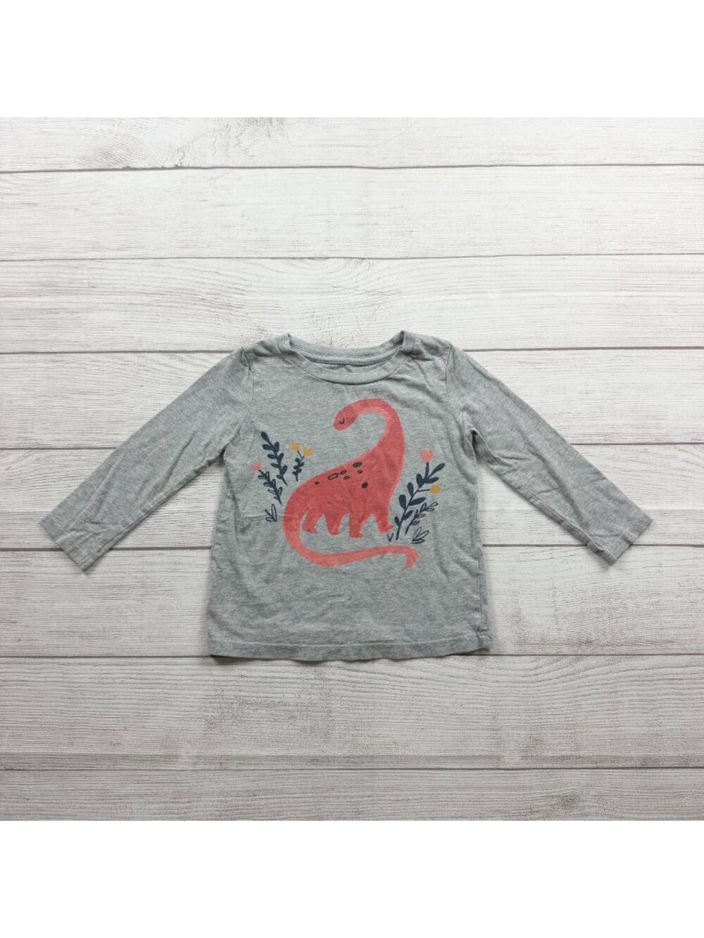 Gymboree Toddler Girls Dinosaur Print Gray Long Sleeve Shirt 2T
